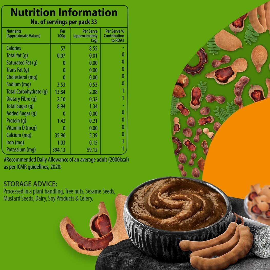 FAZLANI FOODS Fresh Desi Tamarindpaste Ready To Use Thick Coarse For Cooking Paste, Gluten Free, Pack Of 2, 500Gm Each