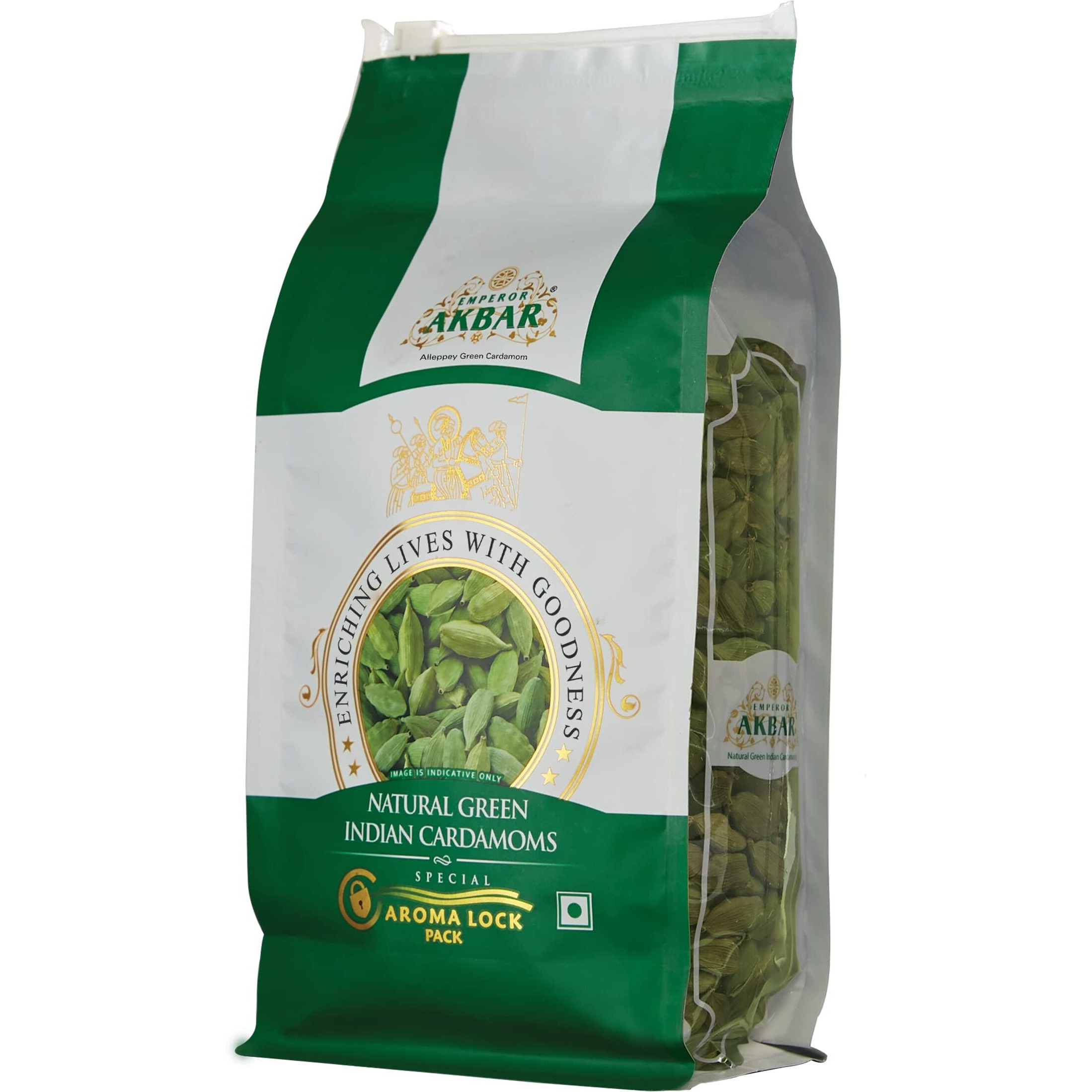 Emperor Akbar Cardamom (Elaichi)- 250g - Green Cardamom in Superior Aroma-lock Pack (Green Grade  7 to 8mm)