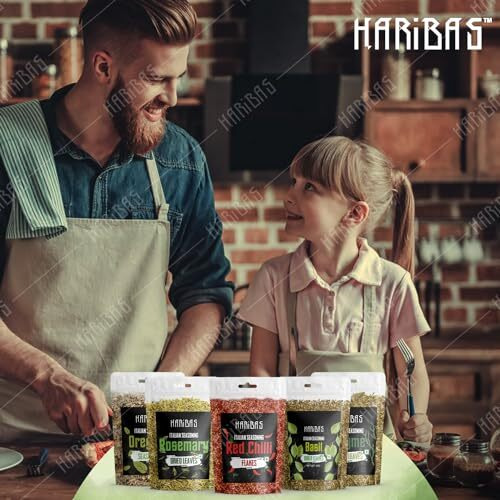 HARIBAS Seasonings Herbs & Spices Thyme, Basil, Chilli Flakes, Oregano & Rosemary 20gm Each | Mixed Herbs Seasonings