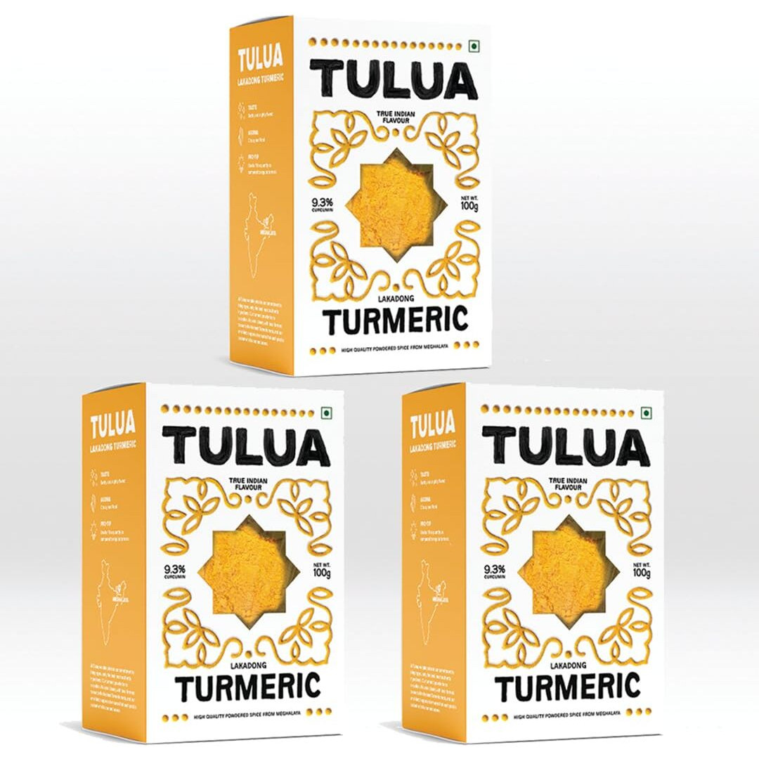 Tulua Lakadong Turmeric Premium Powder (Haldi) - 100gm Each Pack of 3 | (9-12%) High Curcumin Content | Sourced From Meghalaya | 100% Natural and Organic | No Added Artificial Colours