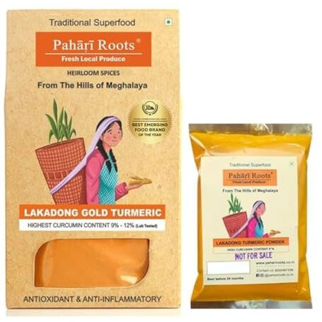 Pahari Roots Lakadong Turmeric Haldi Powder from Meghalaya with High Curcumin Content | 100 GMS