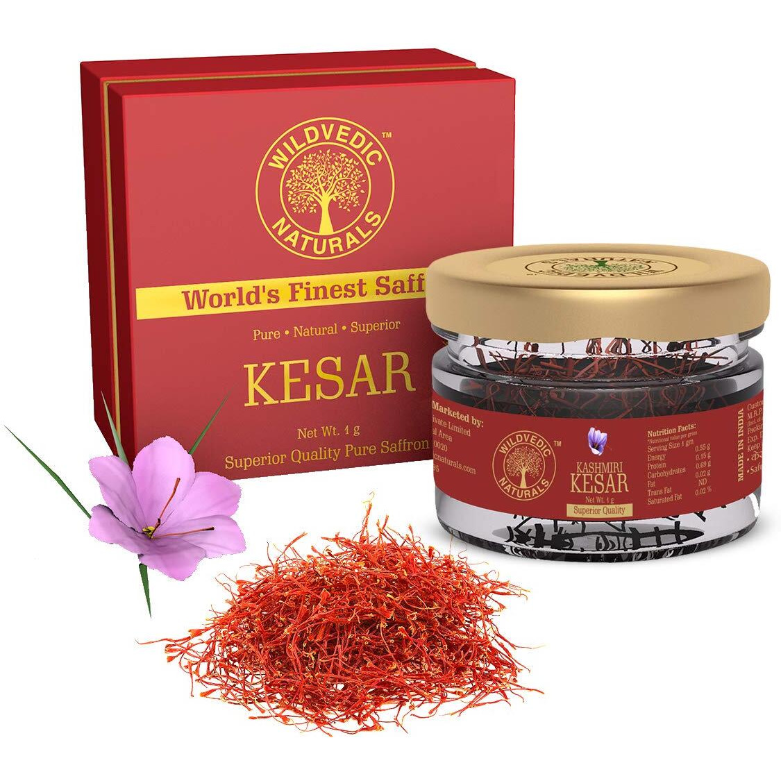 WILDVEDIC NATURALS Pure Kasmiri Kesar| Quality Worlds Finest saffron- 2 gram