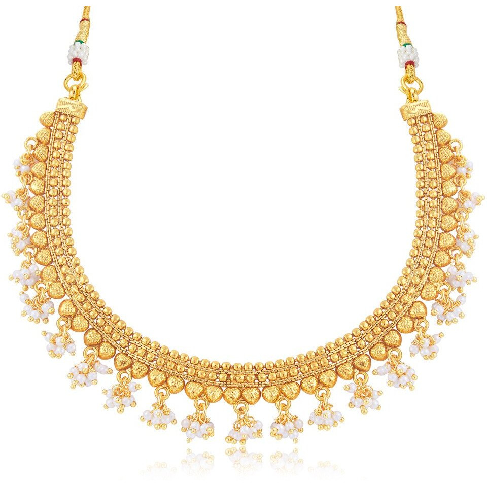 Sukkhi Glorious Pearl Gold Plated Wedding Jewellery Choker Necklace Set For Women (N71262GLDPP1000)