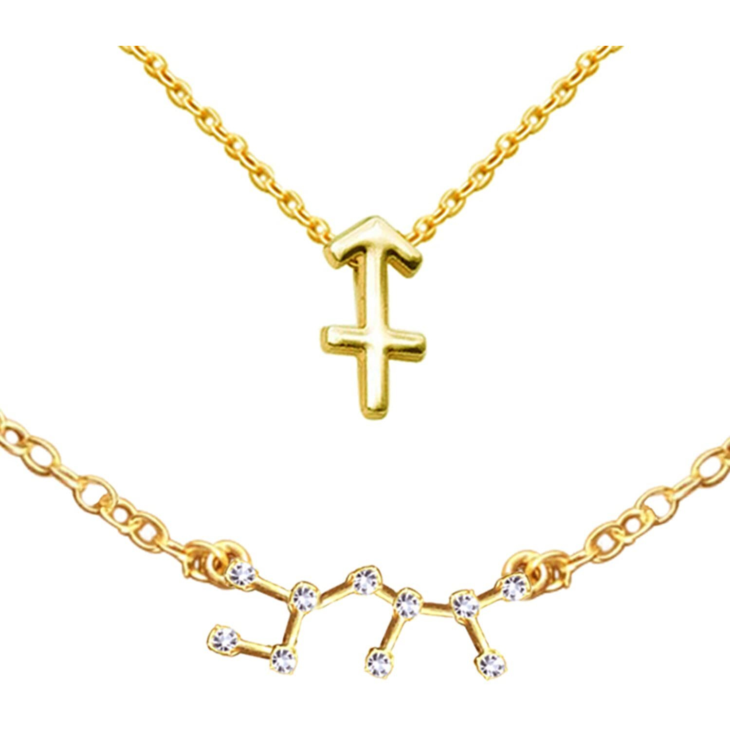 Peora Sagittarius Horoscope Zodiac Sign Constellations Pendant Necklace & Bracelet Combo Set Jewellery for Women (Golden)