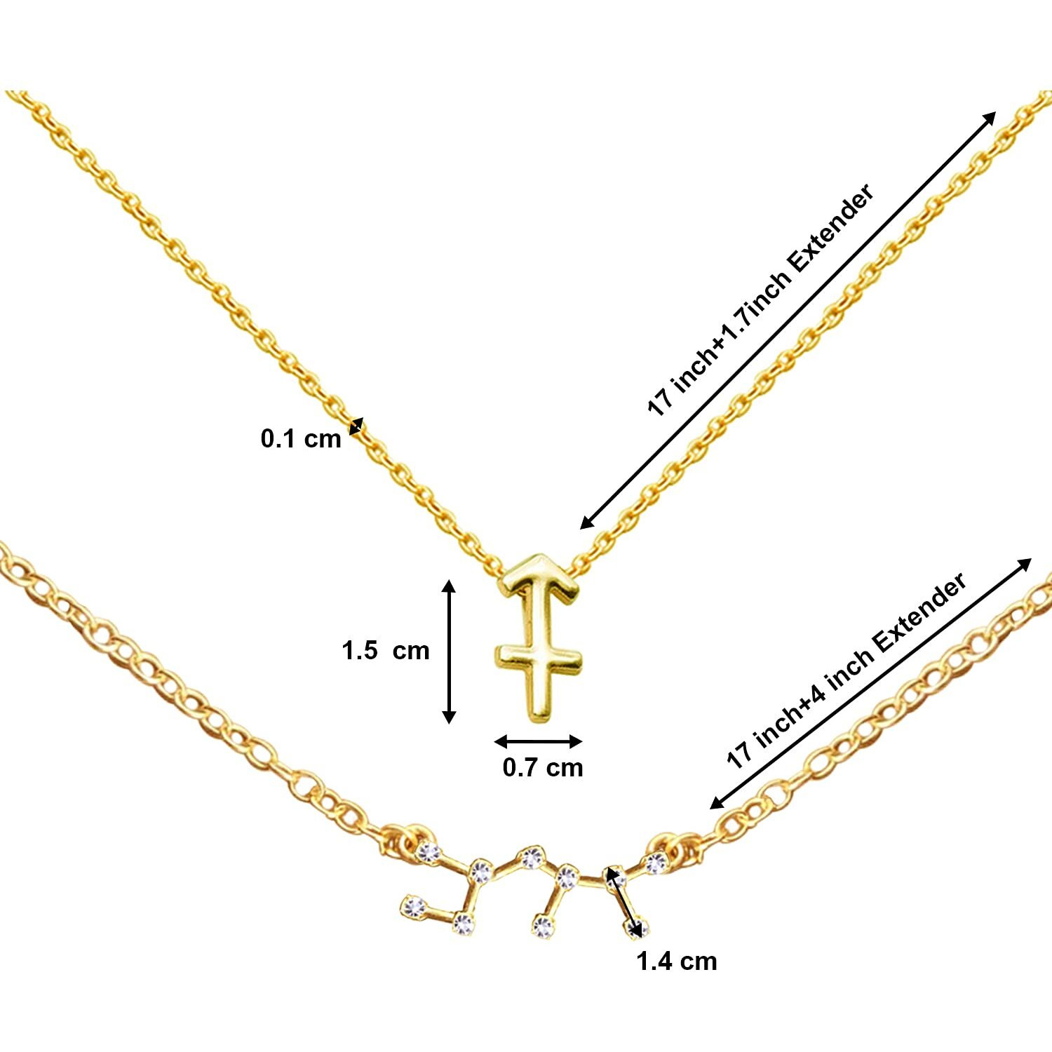 Peora Sagittarius Horoscope Zodiac Sign Constellations Pendant Necklace & Bracelet Combo Set Jewellery for Women (Golden)