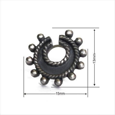 abhooshan Silver Alloy Combo Set of 2 Designer Oxidized Nose Pin Stud for Women and Girls. Piercing required (Big)