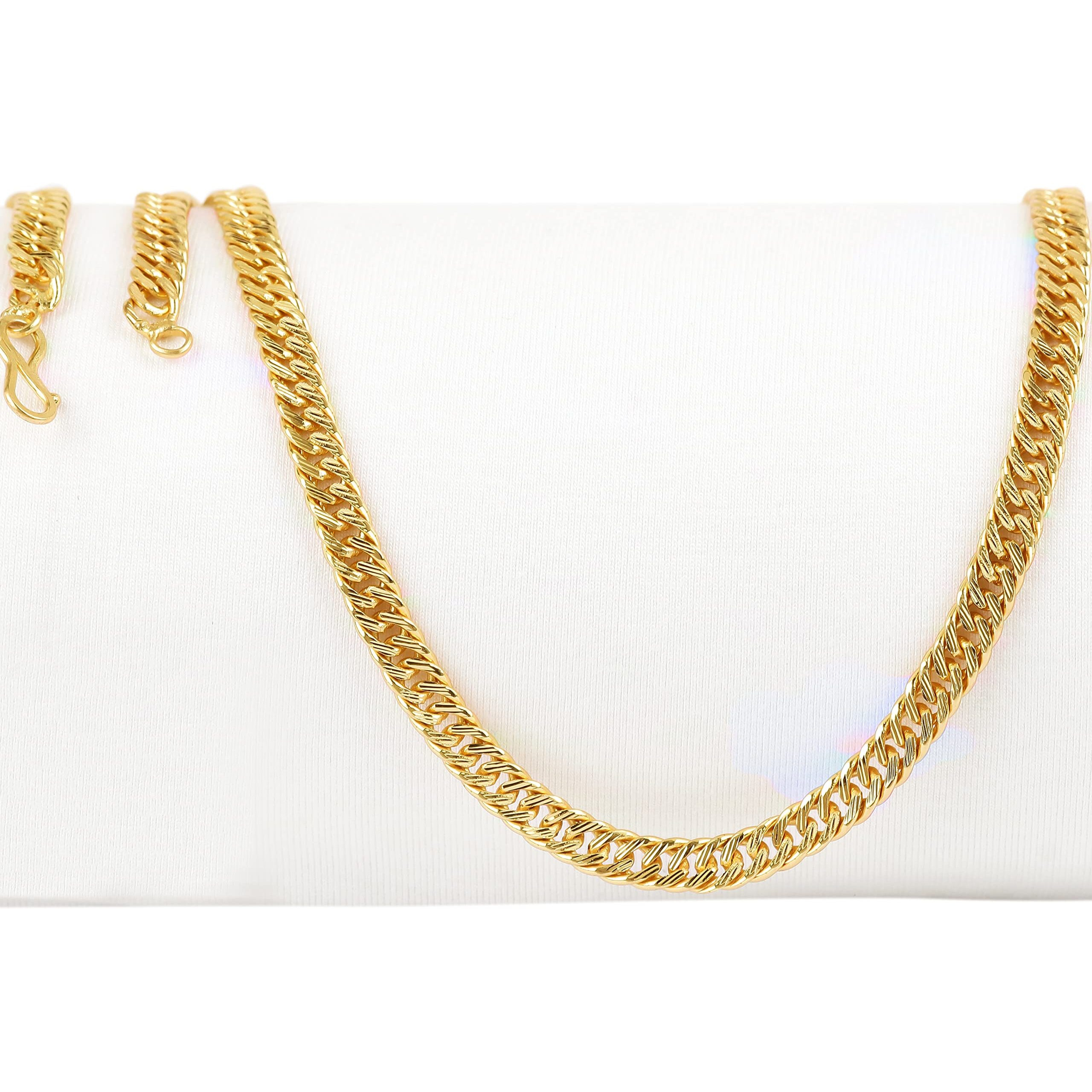 Fashion Frill Golden Chain For Men Boys Gold Plated Chain Necklace For Men Women Boys Stylish Goldn Chain Gifts For Husband Boyfriend Mens Jewellery