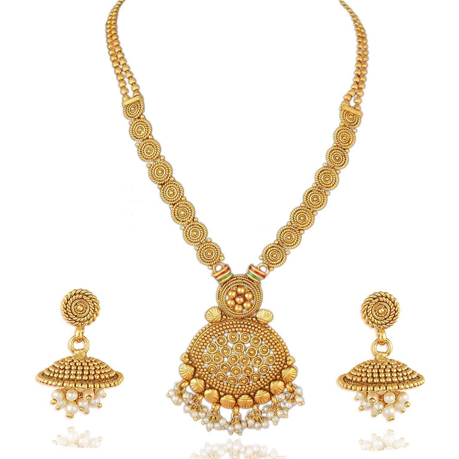 YouBella Jewellery Sets for Women Gold Plated Necklace Jewellery Set with Earrings and Bangles Combo for Girls/Women (Combo 1)