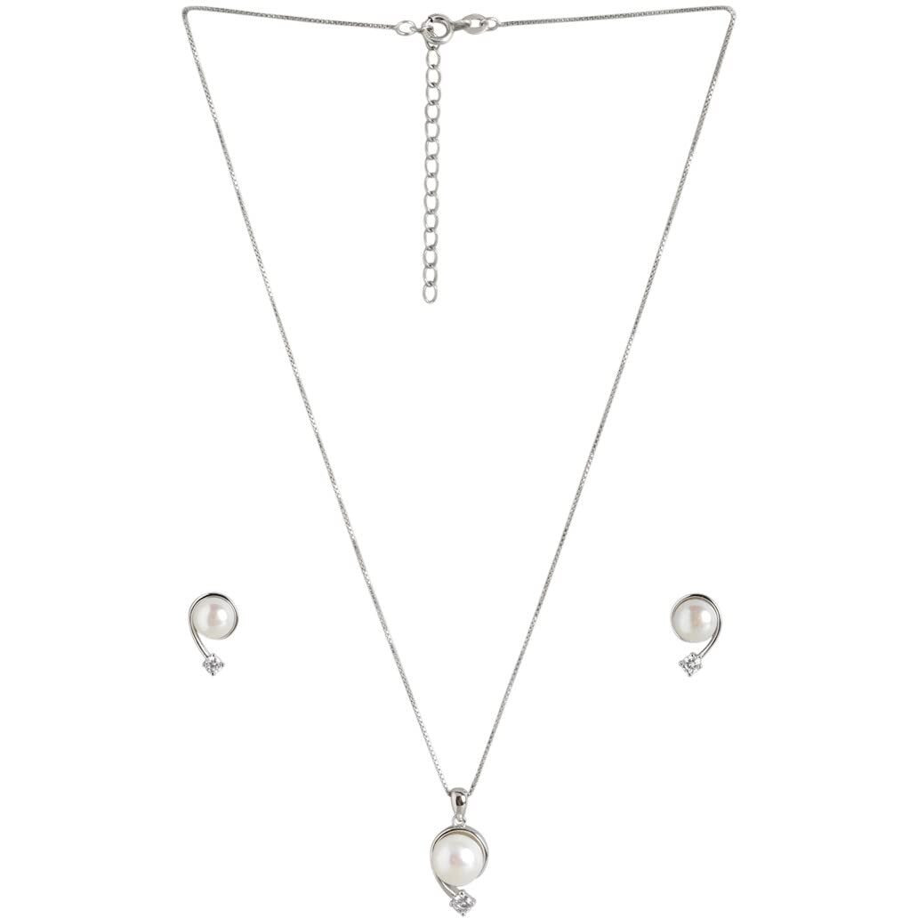 ZAVYA BigPearl 925 Pure Silver Jewellery Set With Certificate of Authenticity JS 70045 C