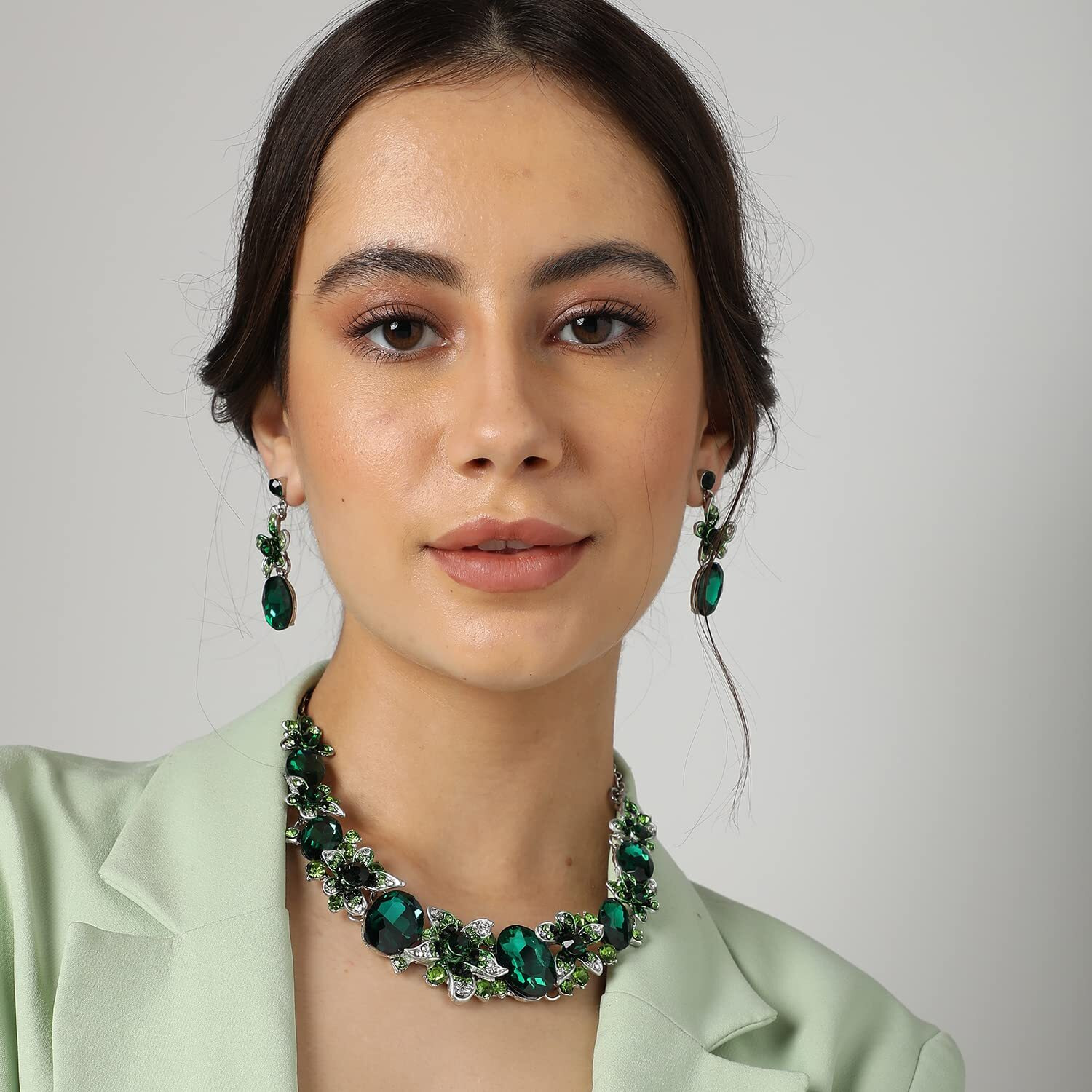 SOHI Blue stones Statement Necklace Set | Gold Plated jewellery set for women and girls | Necklace and Earrings set | Blue stone jewellery set| Indo-western Fashion jewellery