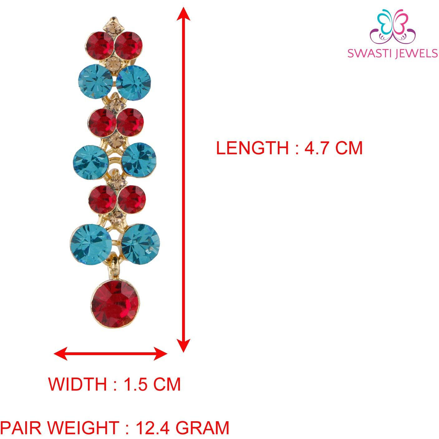 Swasti Jewels Crystals Necklace and Earrings For Women Fuchsia Green