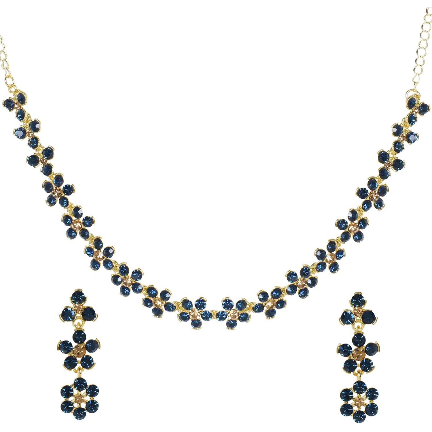 Swasti Jewels Made with Sparkling Swiss Crystals Necklace and Earrings Set For Women Montana