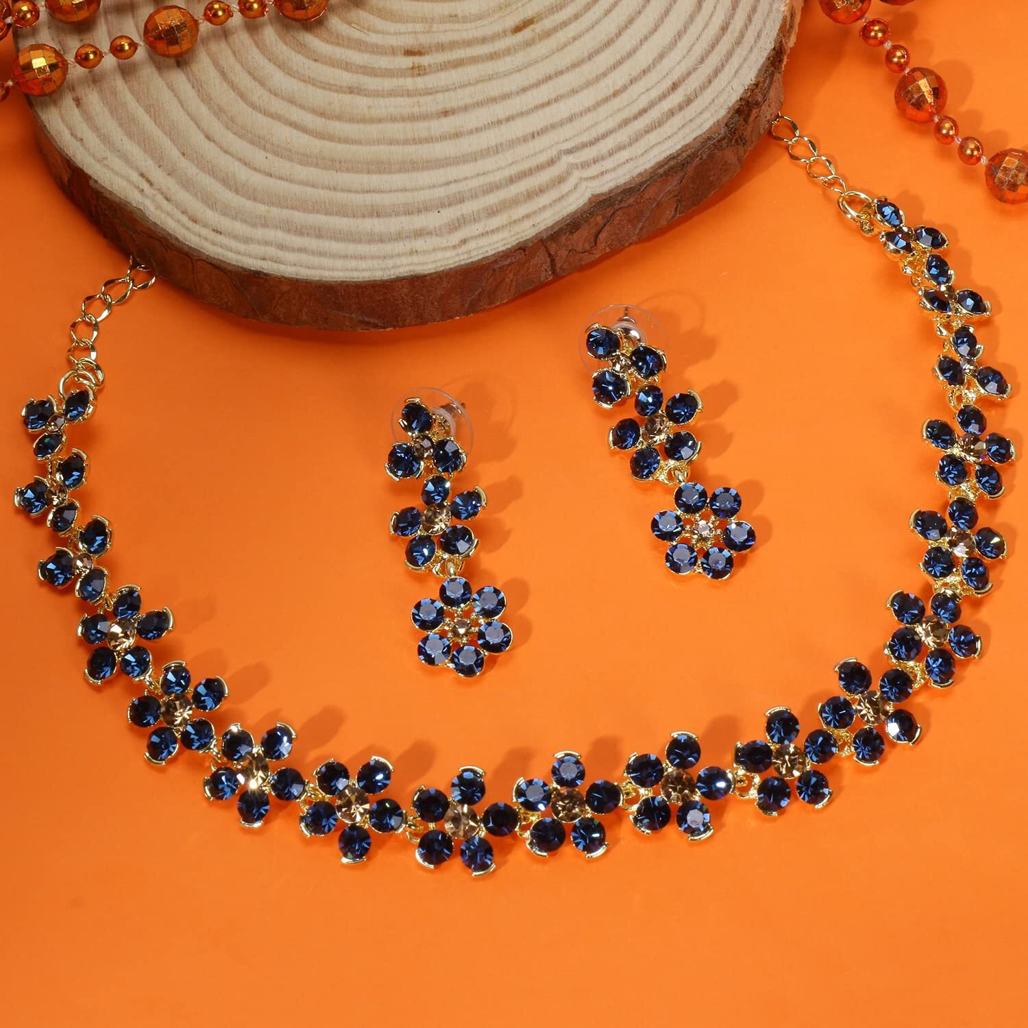Swasti Jewels Made with Sparkling Swiss Crystals Necklace and Earrings Set For Women Montana