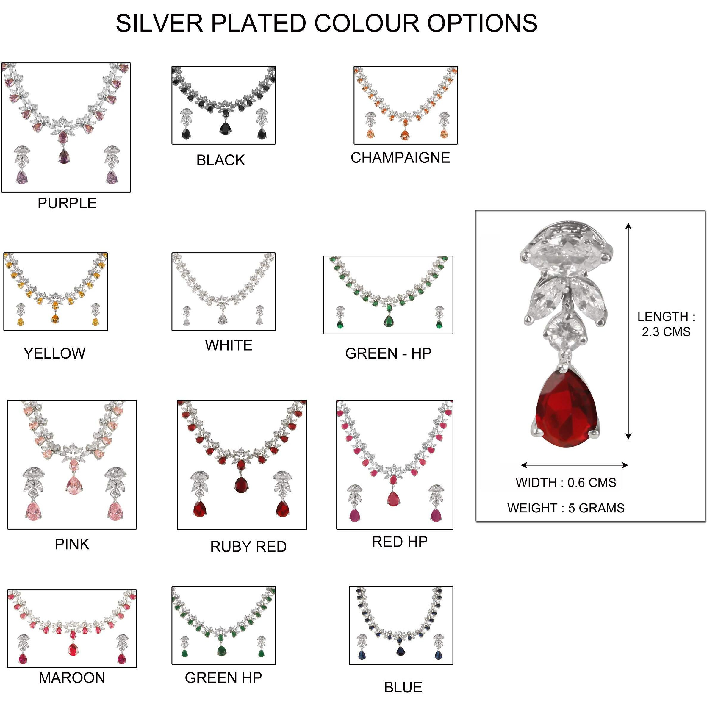 Swasti Jewels Silver Plated CZ Necklace and Earrings Set for Women Maroon