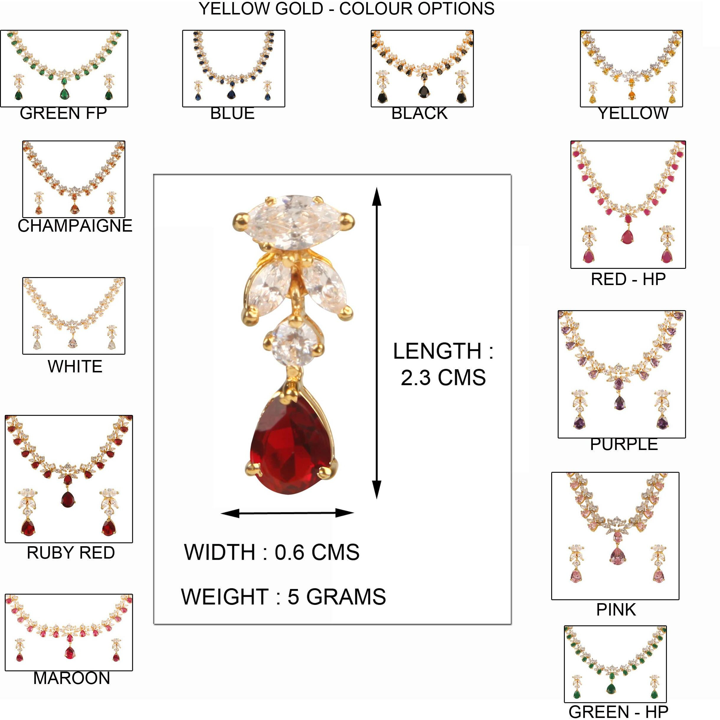 Swasti Jewels Gold Plated CZ Necklace and Earrings Set for Women Yellow