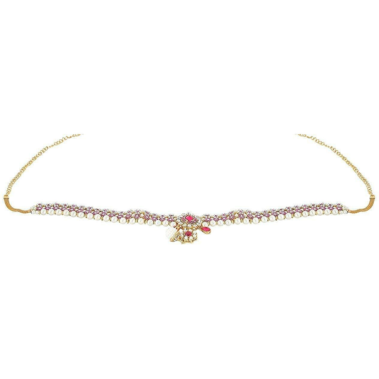 Handicraft Kottage Gold Plated Ruby Beautiful Belly Chain (Kamarband) for Women & Girls (HK-KB-03)