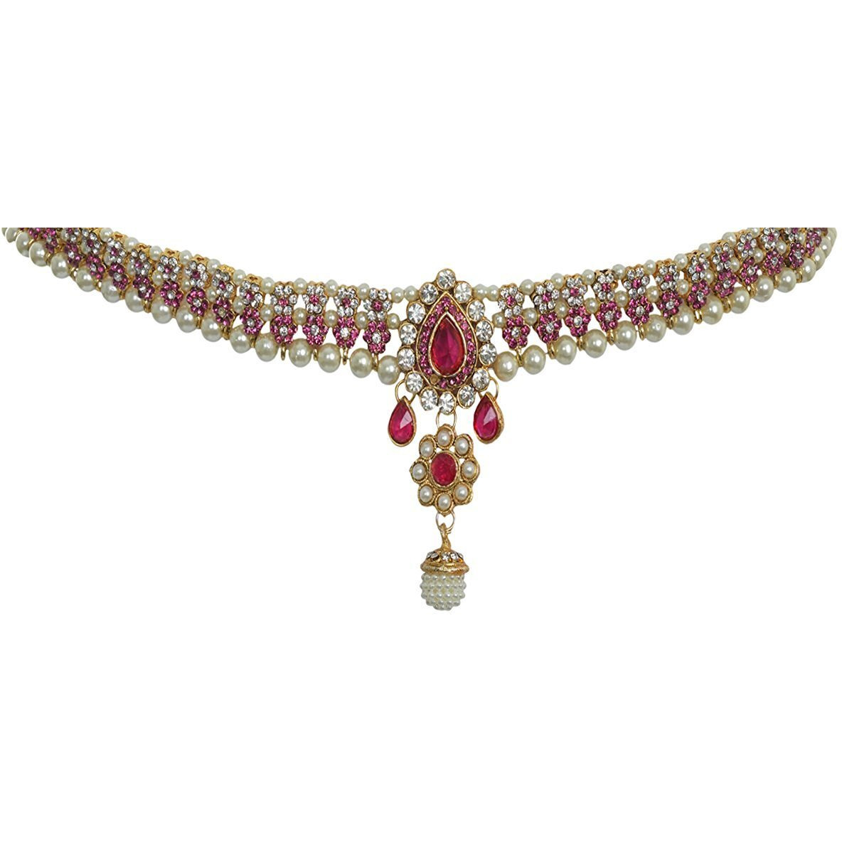 Handicraft Kottage Gold Plated Ruby Beautiful Belly Chain (Kamarband) for Women & Girls (HK-KB-03)