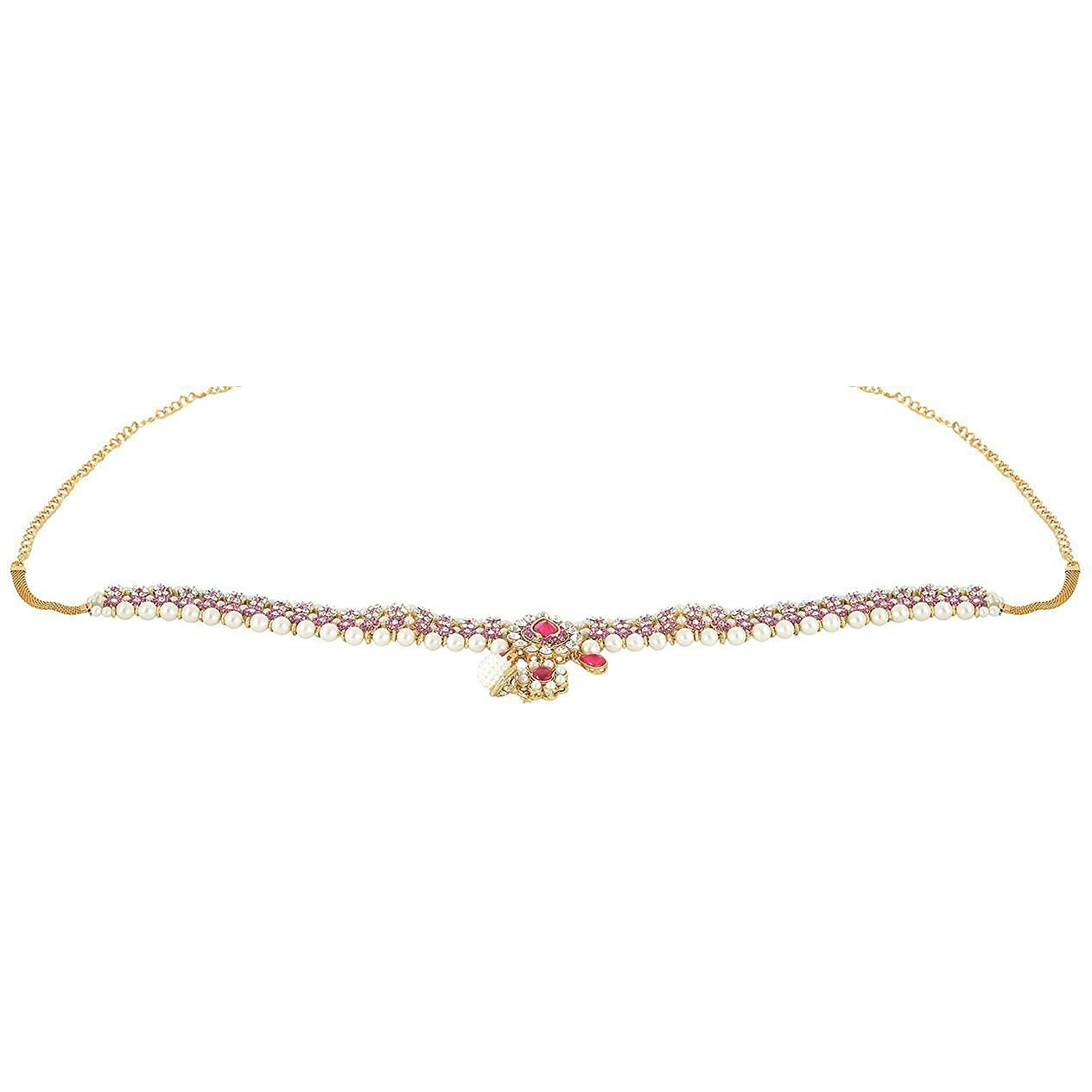 Handicraft Kottage Gold Plated Ruby Beautiful Belly Chain (Kamarband) for Women & Girls (HK-KB-03)