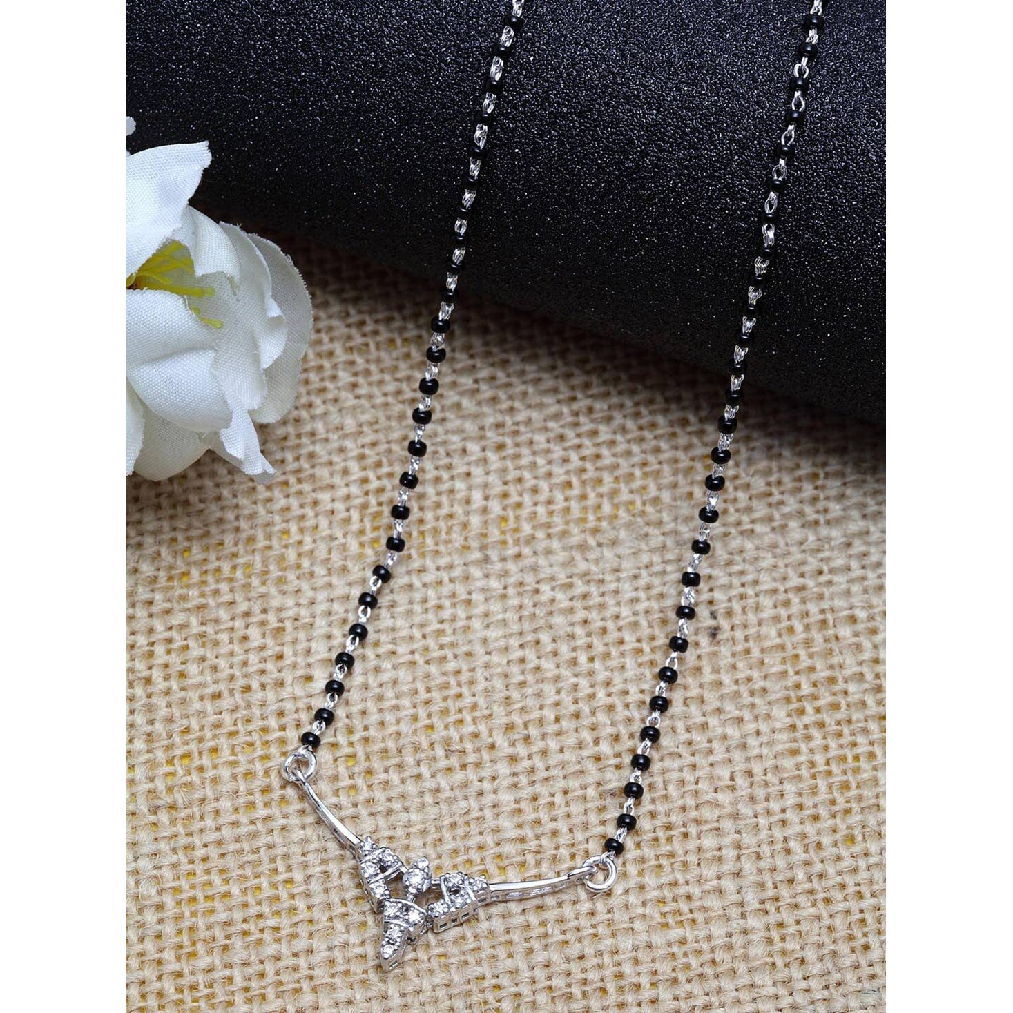 Clara 925 Sterling Silver Alice Mangalsutra Tanmaniya Pendant With Chain Gift for Women and Girls