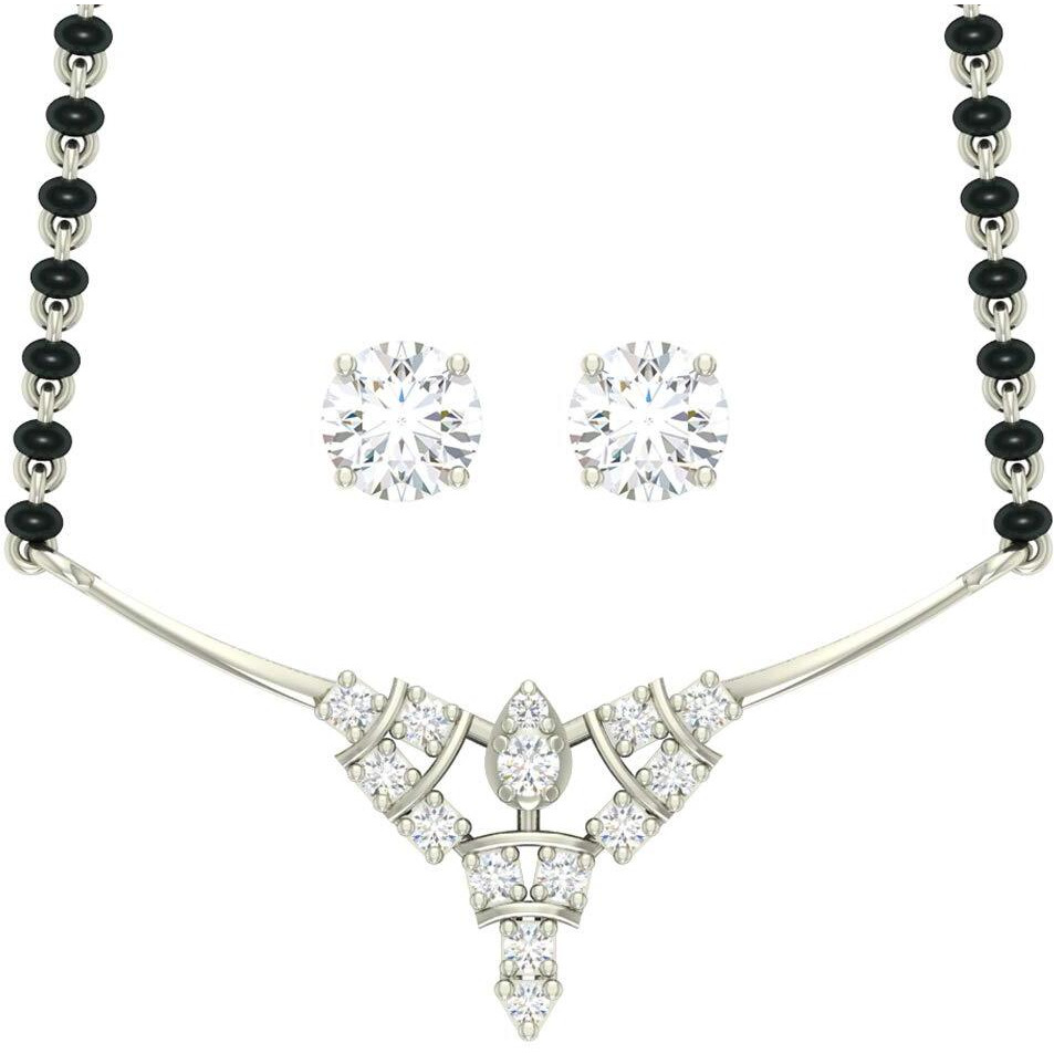 Clara 925 Sterling Silver Alice Mangalsutra Tanmaniya Pendant Earring Jewellery set With Chain Gift for Women and Girls