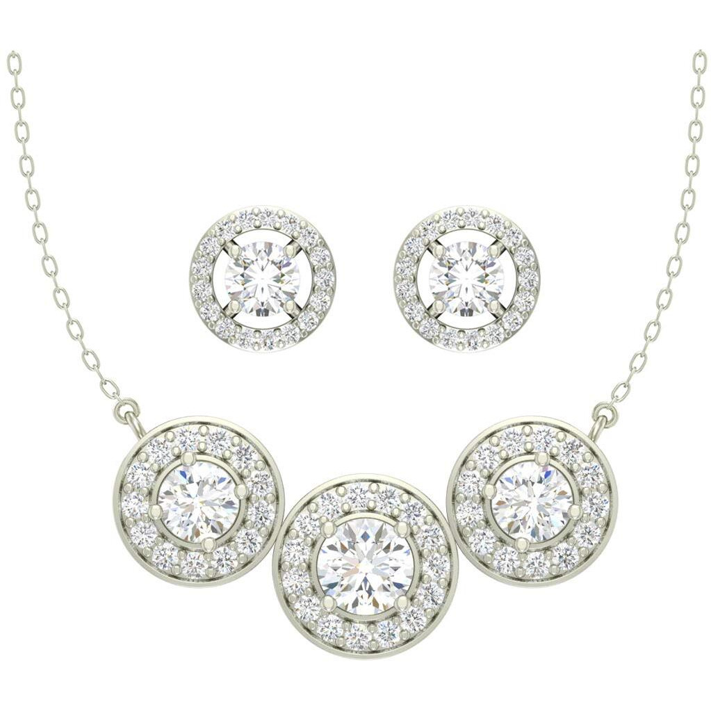Clara 925 Sterling Silver Rhodium Plated Poppy Pendant Earring Necklace Set With Chain Gift for Women and Girls