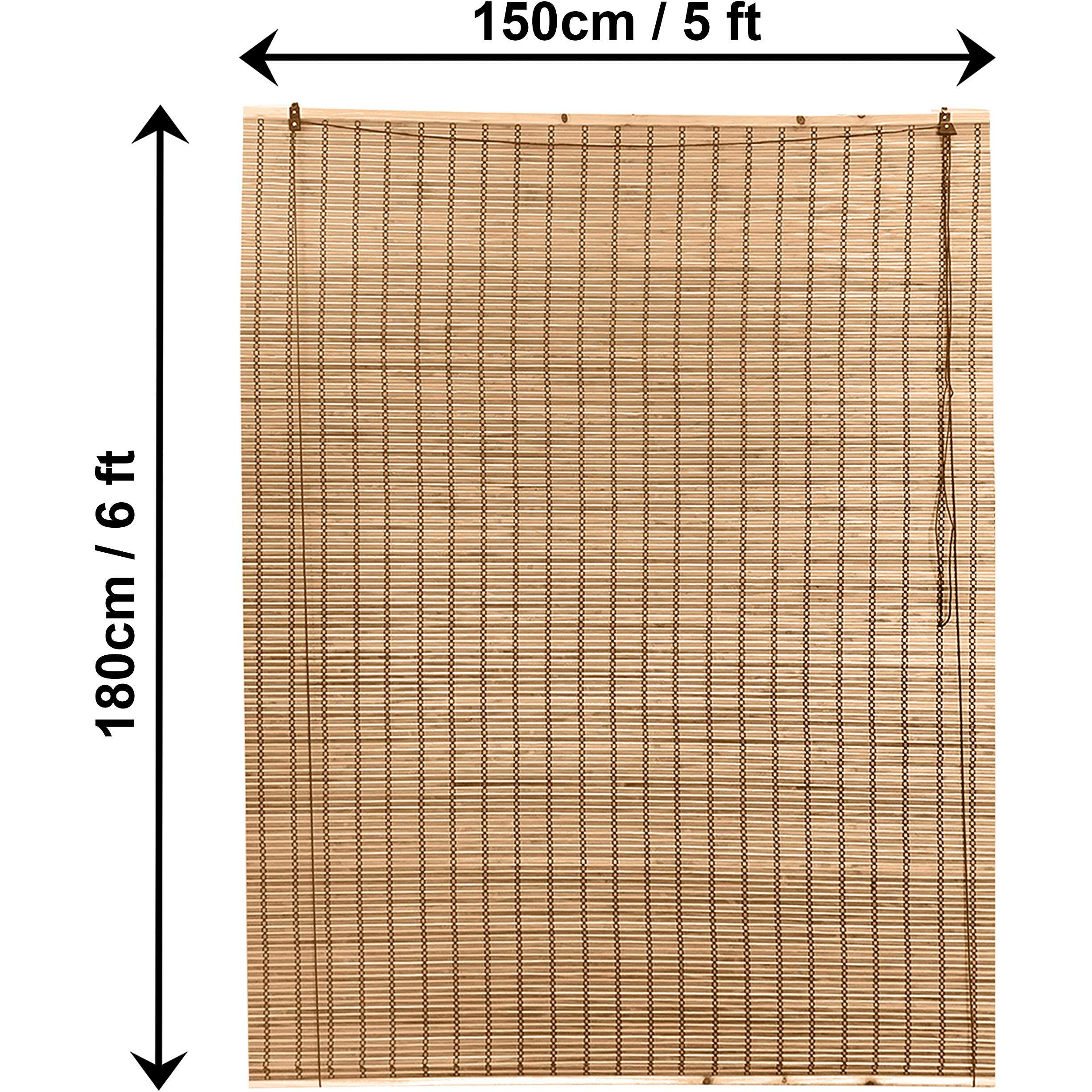 About Space Bamboo Curtain - Roll up Bamboo Curtain/Blinds with Sun,Dust,Privacy & Cold Protection for Window,Door,Hut Screen,Dhaba,Restaurant,Hotel - (Beige,6 Ft Height x 5 Ft Width)(Pack of 2)