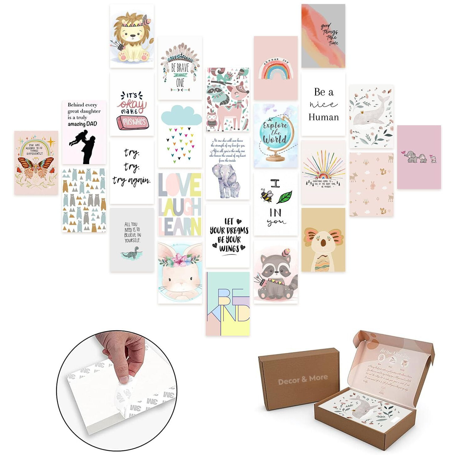 A Baby Cherry 26 Pieces Peel-N-Stick-Wall Collage Kit| Aesthetic Room Decor items | Wall Decoration Posters | Wall Posters Aesthetic | Aesthetic things for girls | Girl Room Decor items for Bedroom |Self Adhesive Wall Posters (4 X 6 Inches)