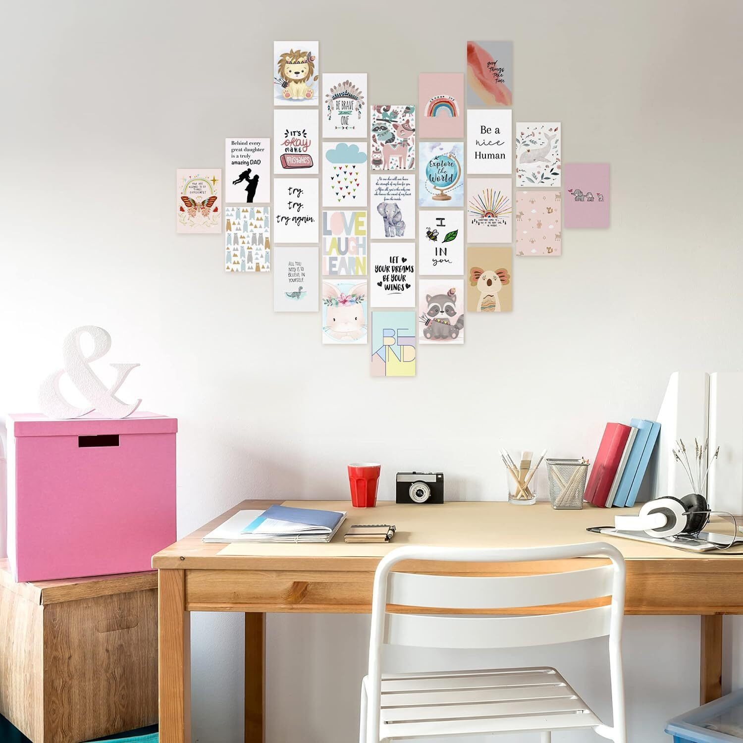 A Baby Cherry 26 Pieces Peel-N-Stick-Wall Collage Kit| Aesthetic Room Decor items | Wall Decoration Posters | Wall Posters Aesthetic | Aesthetic things for girls | Girl Room Decor items for Bedroom |Self Adhesive Wall Posters (4 X 6 Inches)