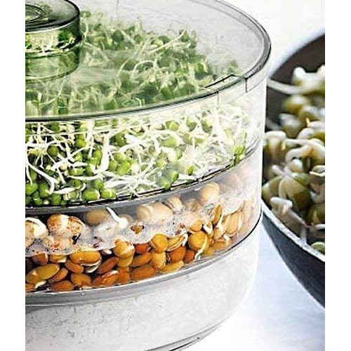 Stewit Sprout Maker with 4 Compartments for Multi Purpose Use - Plastic Grocery Container Sprouted Grains Seeds Dal Channa Chole Ragi Organic Sprouting Jar (500ml,4-Layer)