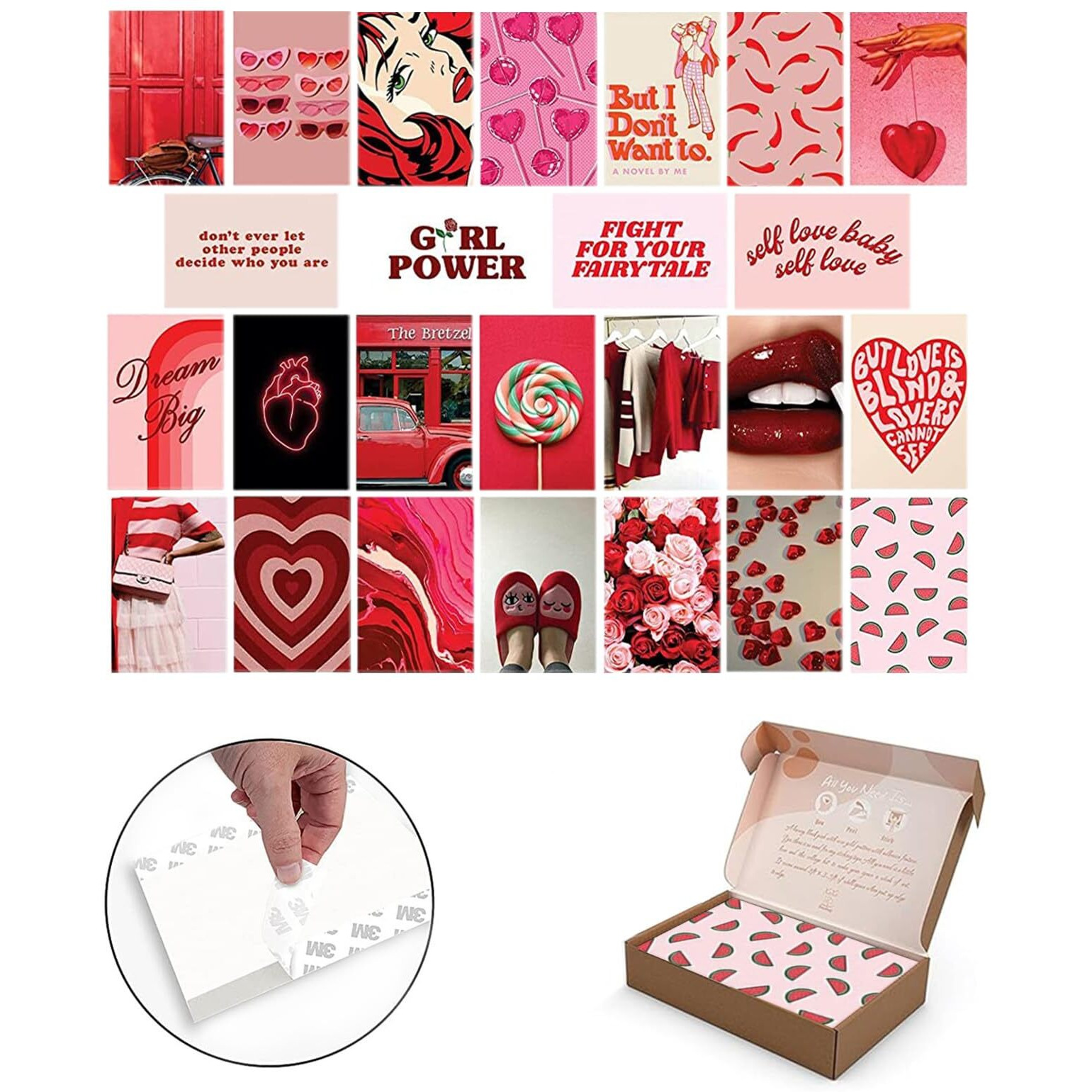 a baby cherry 25 Pieces Peel-N-Stick-Wall Collage Kit| Aesthetic Room Decor items | Wall Posters Aesthetic | Aesthetic things for girls | Girl Room Decor items for Bedroom (4 X 6 Inches) (Royal Red)