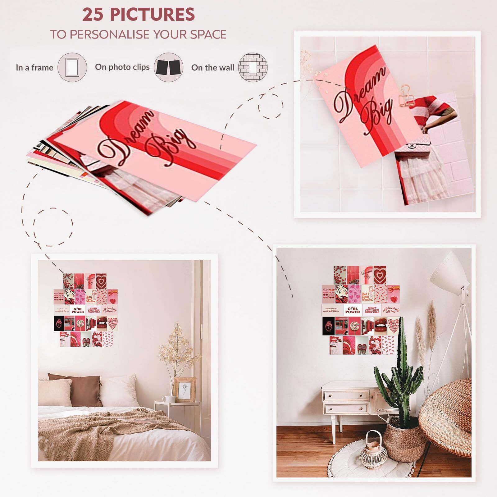 a baby cherry 25 Pieces Peel-N-Stick-Wall Collage Kit| Aesthetic Room Decor items | Wall Posters Aesthetic | Aesthetic things for girls | Girl Room Decor items for Bedroom (4 X 6 Inches) (Royal Red)