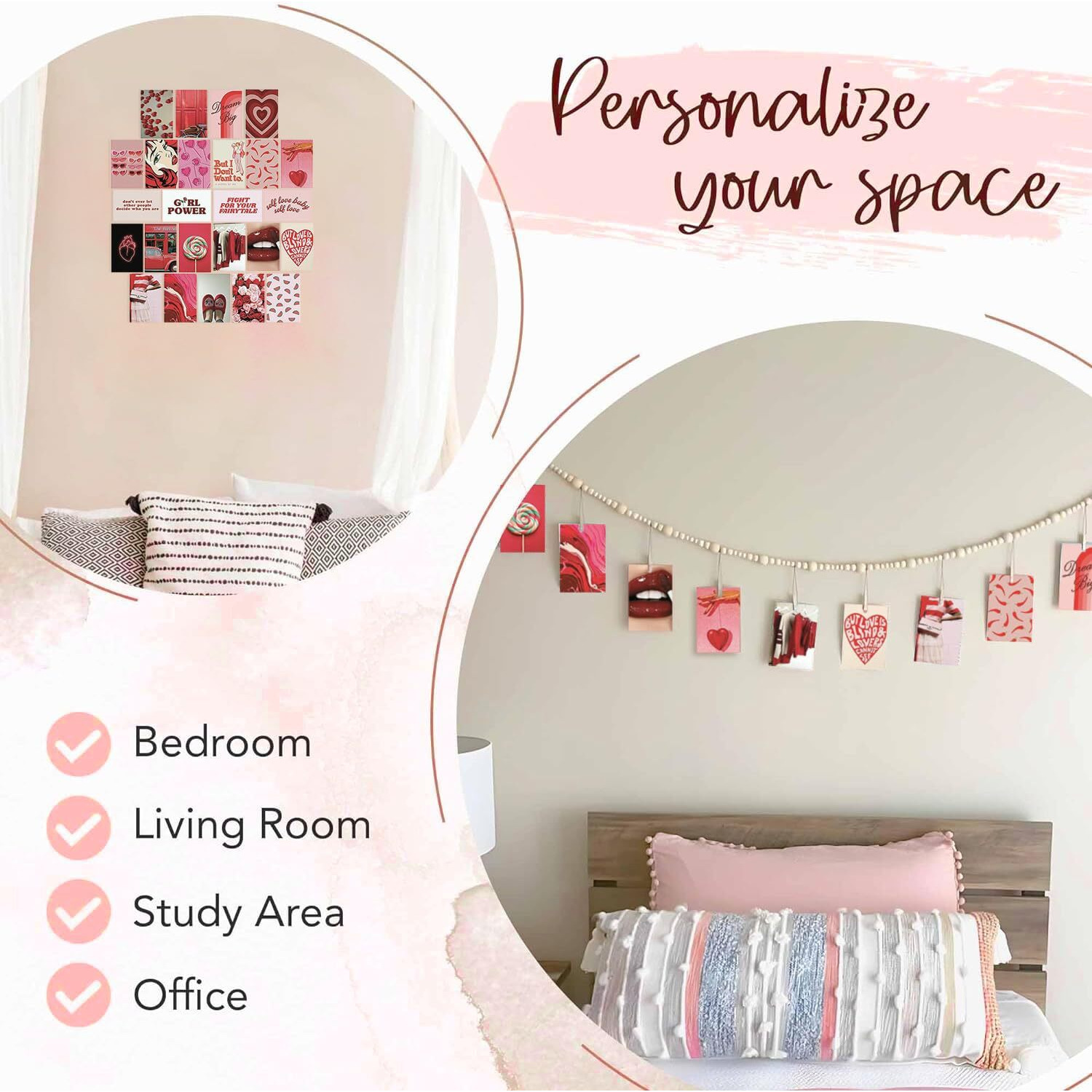 a baby cherry 25 Pieces Peel-N-Stick-Wall Collage Kit| Aesthetic Room Decor items | Wall Posters Aesthetic | Aesthetic things for girls | Girl Room Decor items for Bedroom (4 X 6 Inches) (Royal Red)
