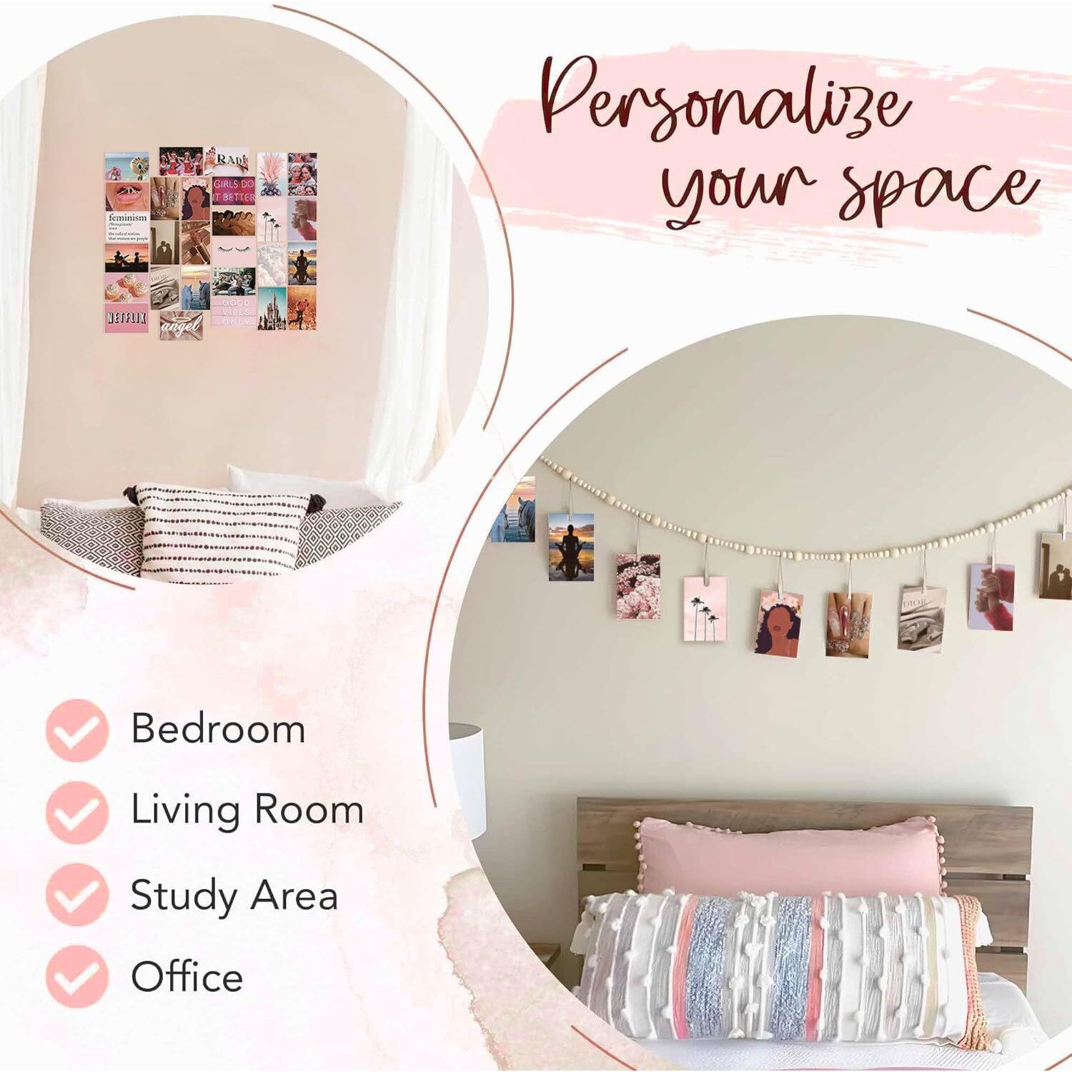 a baby cherry 28 Pieces Peel-N-Stick-Wall Collage Kit| Aesthetic Room Decor items | Wall Posters Aesthetic | Aesthetic things for girls | Girl Room Decor items for Bedroom (4 X 6 Inches) (Rose Pink)