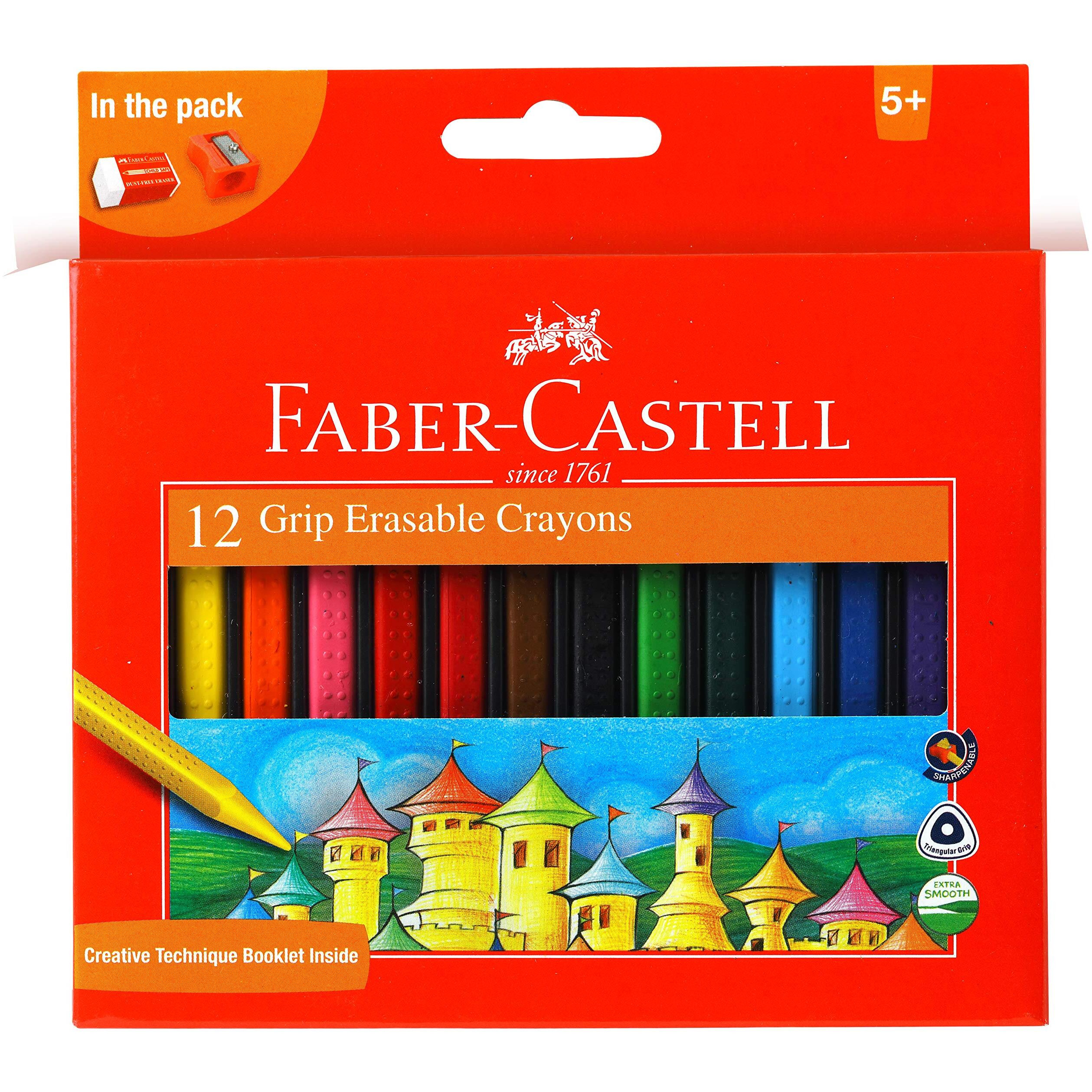 Faber-Castell Grip Erasable Crayon Set - Pack of 12 (Assorted)