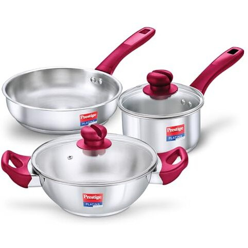 Prestige Platina Popular Stainless Steel 3PCS BYK SET Cookware