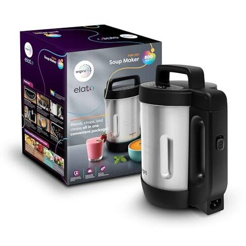Wipro Elato FSM 201 Soup Maker, 1.2 Litre, 5 IN 1 multi-functional processor with Saute, 100% Pure Copper Motor, 2 Years Warranty