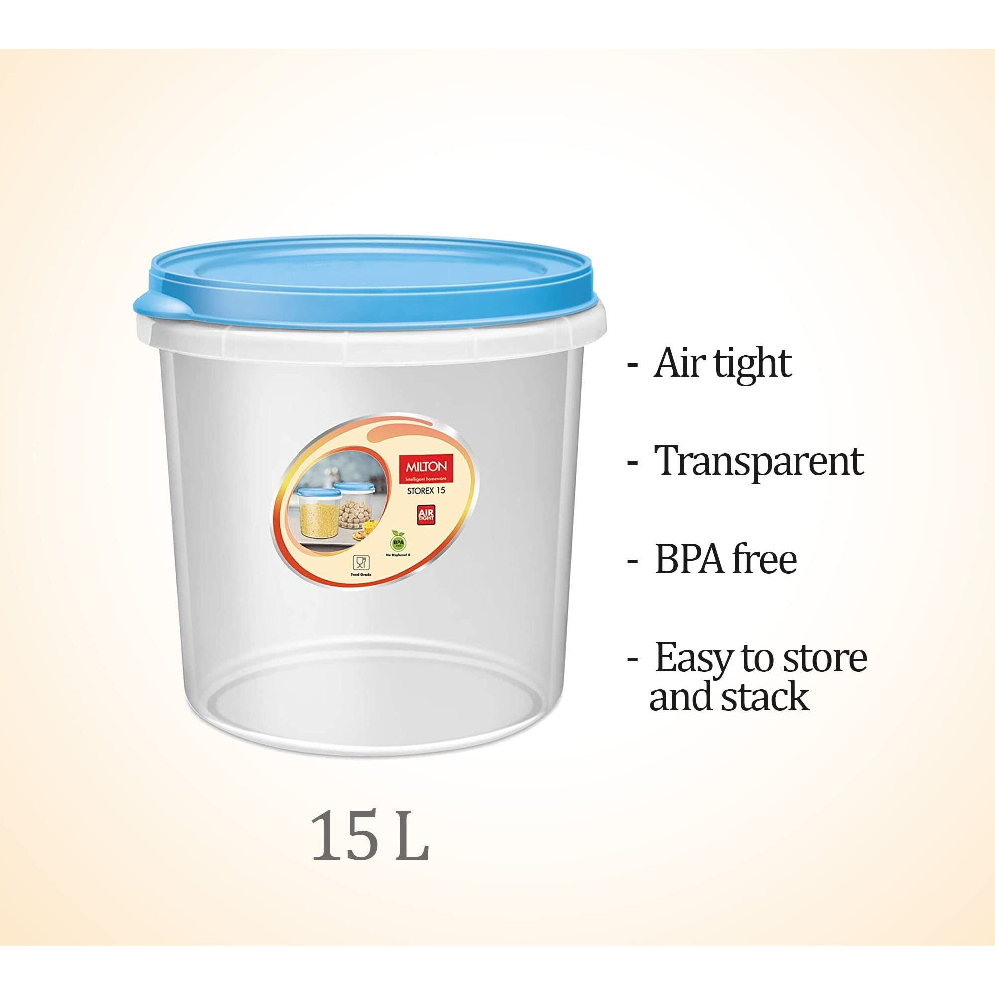 MILTON Storex Plastic Container with Lid, 15-Liter, Transparent