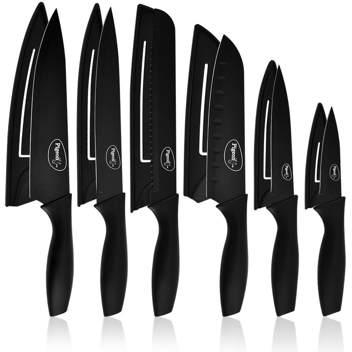 Pigeon by Stovekraft Edge Carbon Knife Set 6 Pcs (Black)