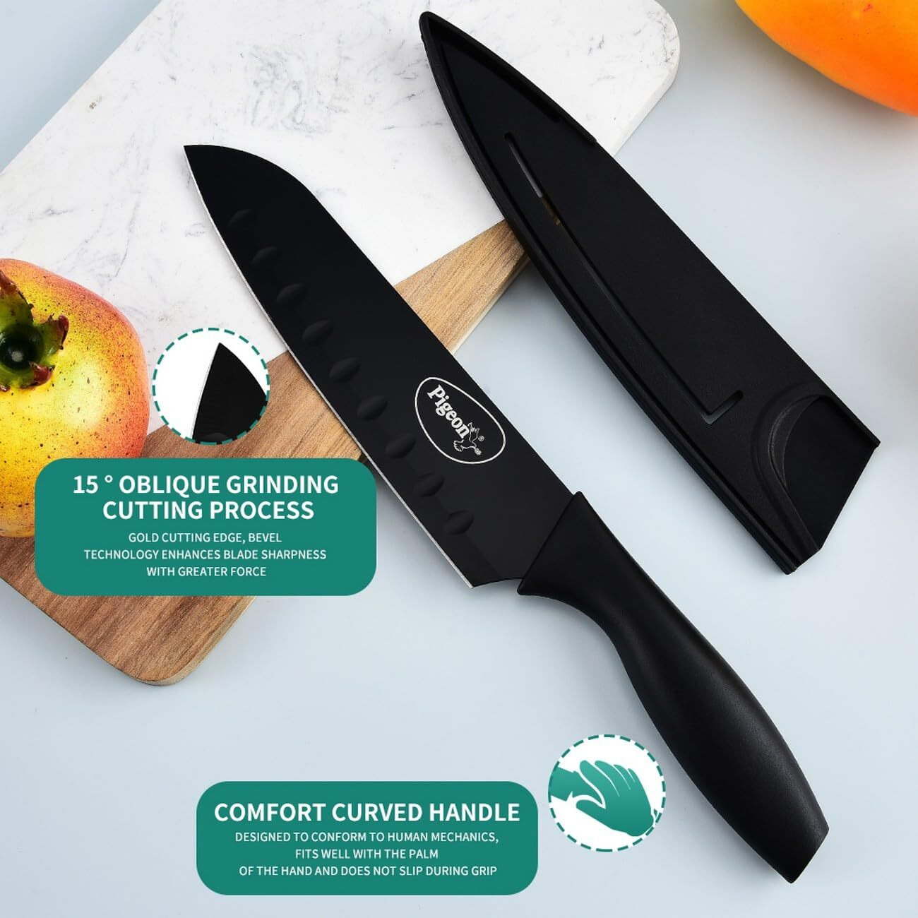Pigeon by Stovekraft Edge Carbon Knife Set 6 Pcs (Black)
