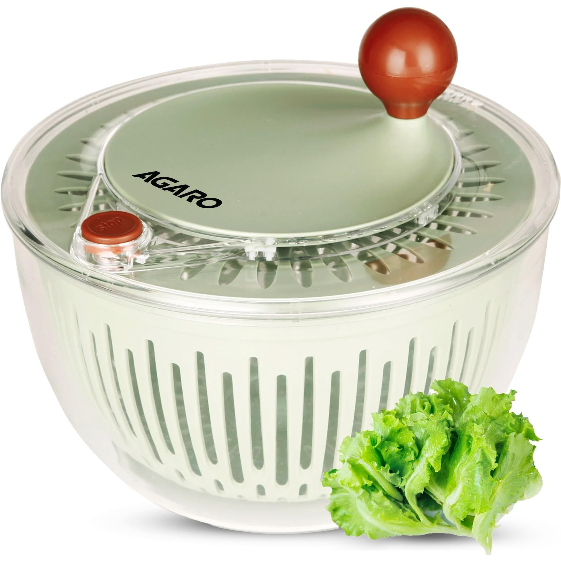 AGARO Elite Salad Spinner, 5L, Vegetable Cleaner, Removes Excess Water and Pesticides, Cleans Vegetables Thoroughly, Use for Mixing Salad with Dressing, BPA Free Food-Grade Plastic, Green