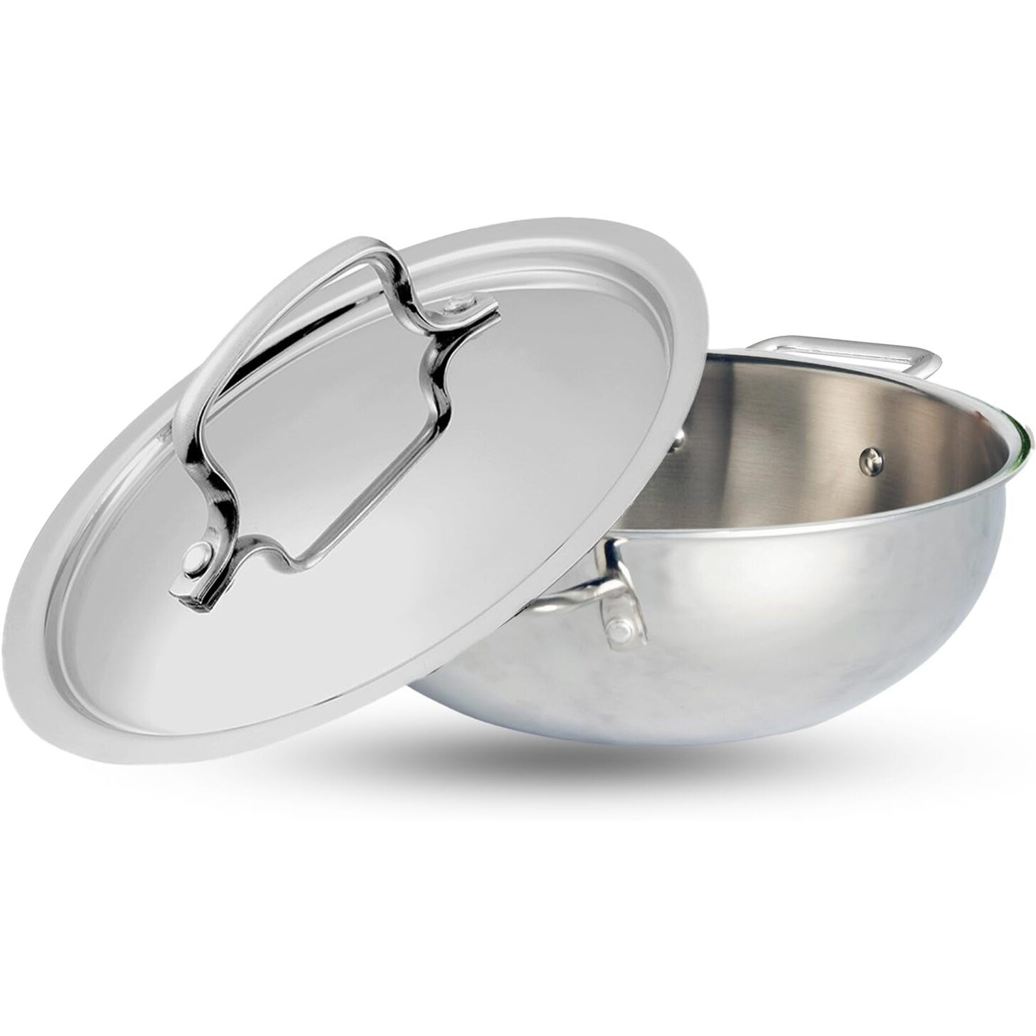 Kraft Futuretec Triply Stainless Steel Cookware Kadai with lid - 3.3 litre, 24 cm / 2.5 mm Thick Extra Deep Kadhai/Kadai Induction and Gas Base / 5 Years Warranty