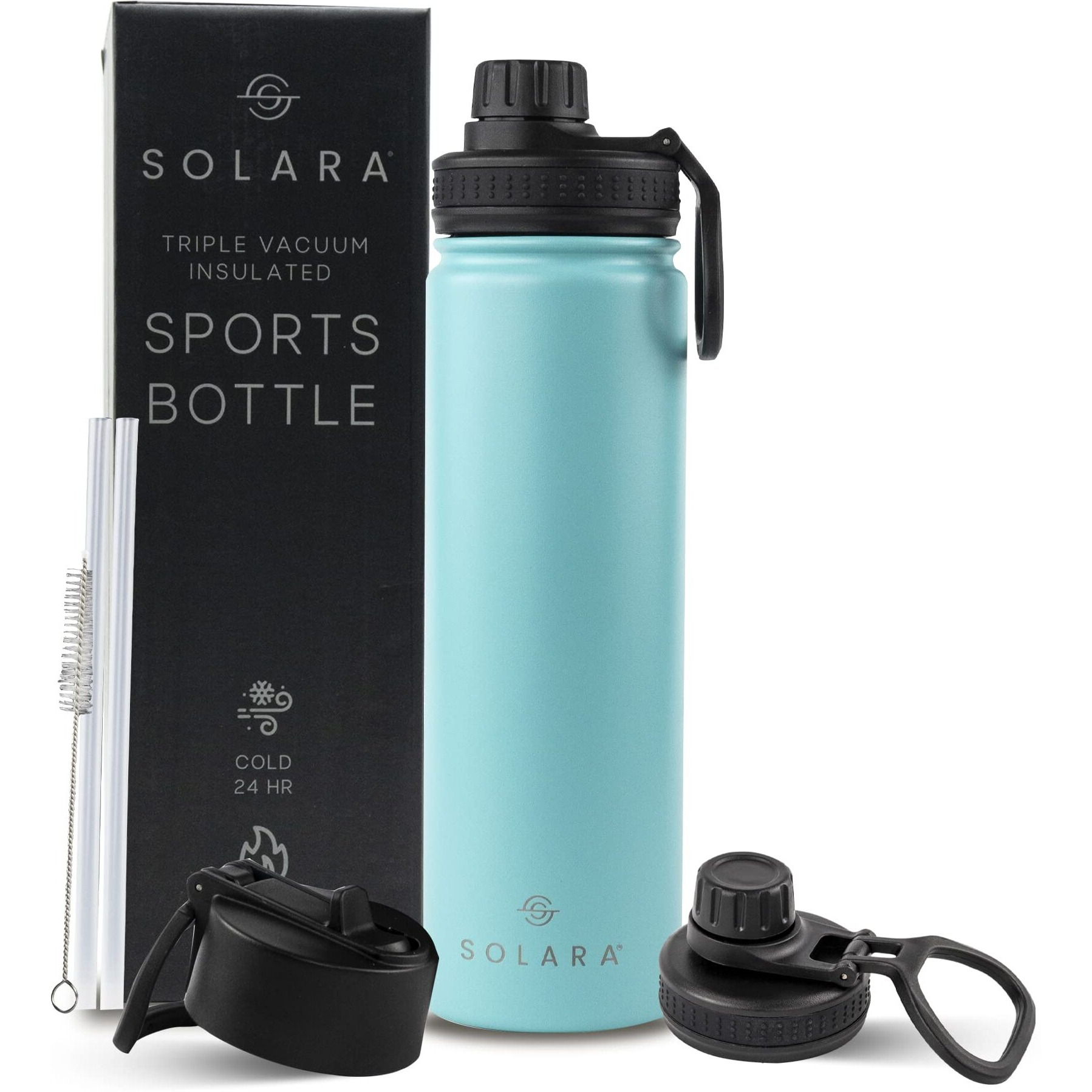 SOLARA Insulated Water Bottle 650ml, Hot Water Bottle, Thermosteel Water Bottle for Travel, Home, Office, School, Gym, Adults, Water Bottle Hot and Cold, Sipper Bottle, Aqua
