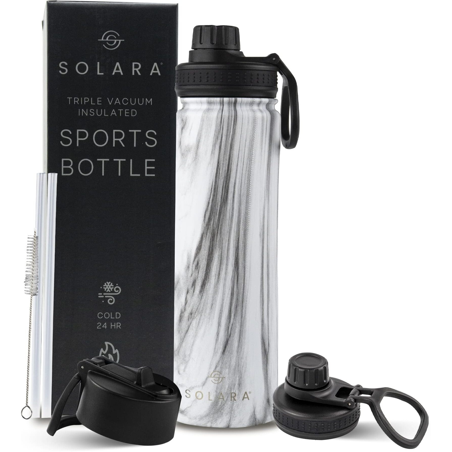 SOLARA Insulated Water Bottle 650ml, Hot Water Bottle, Thermosteel Water Bottle for Travel, Home, Office, School, Gym, Adults, Water Bottle Hot and Cold, Sipper Bottle, Elegant Marble