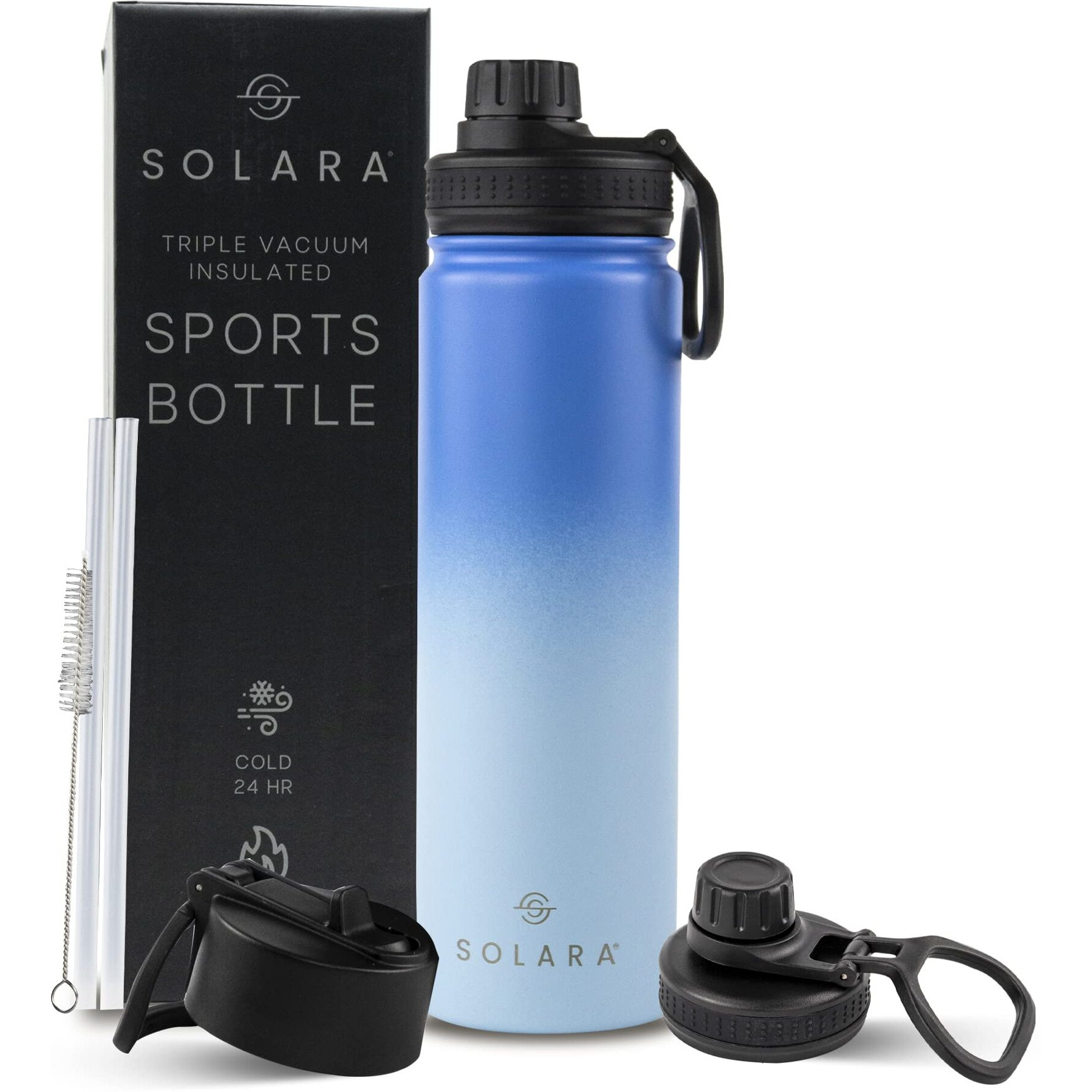 SOLARA Insulated Water Bottle 650ml, Hot Water Bottle, Thermosteel Water Bottle for Travel, Home, Office, School, Gym, Adults, Water Bottle Hot and Cold, Sipper Bottle, Blue Wave