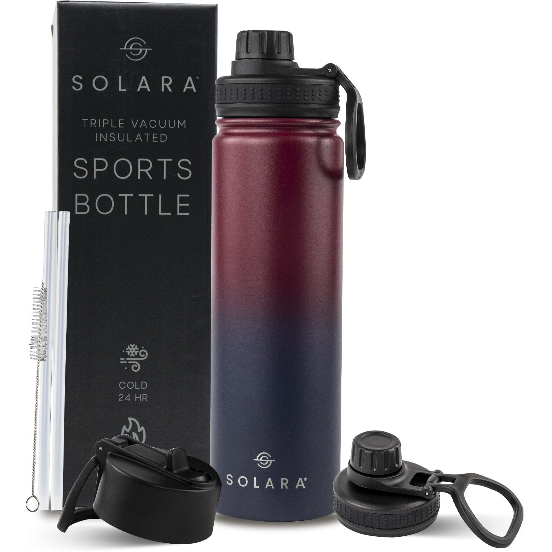 SOLARA Insulated Water Bottle 650ml, Hot Water Bottle, Thermosteel Water Bottle for Travel, Home, Office, School, Gym, Adults, Water Bottle Hot and Cold, Sipper Bottle, Dark Intentions