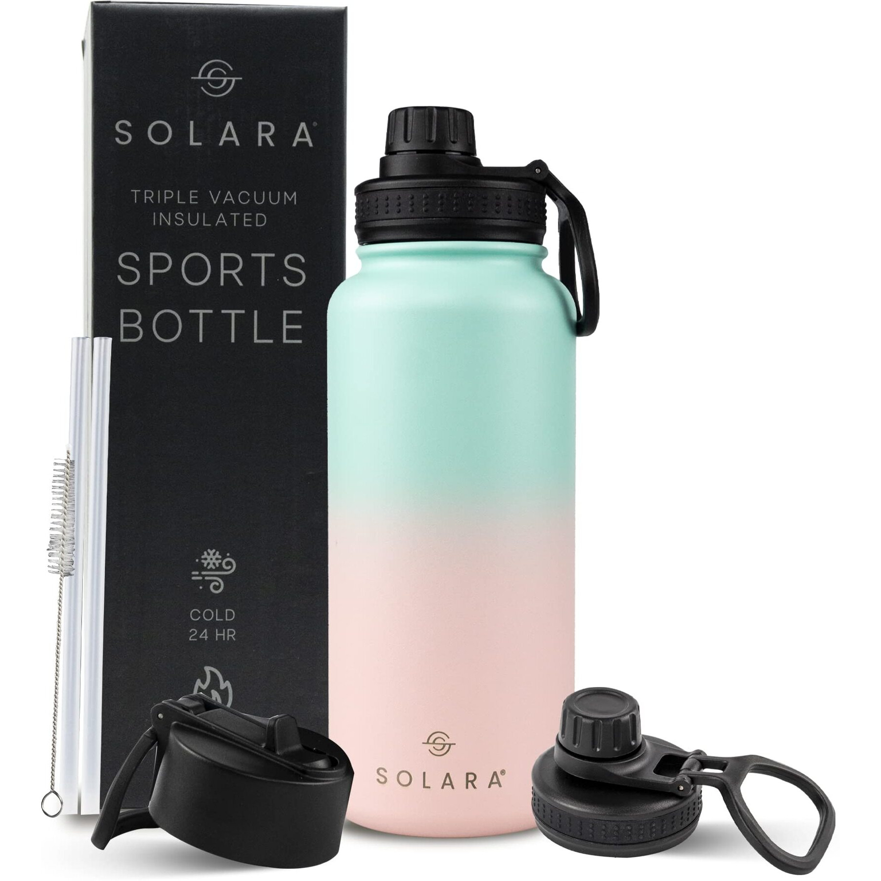 SOLARA Insulated Water Bottle 1000ml, Hot Water Bottle, Thermosteel Water Bottle for Travel, Home, Office, School, Gym, Adults, Water Bottle Hot and Cold, Sipper Bottle, Pink Teal
