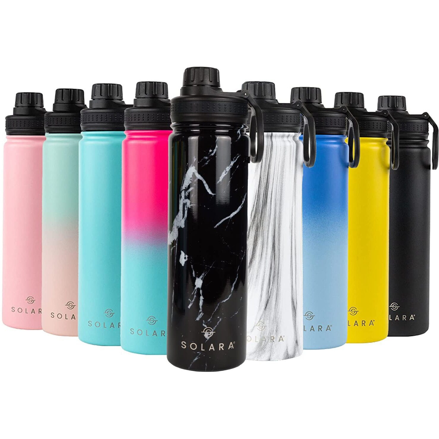 SOLARA Insulated Water Bottle 650ml, Hot Water Bottle, Thermosteel Water Bottle for Travel, Home, Office, School, Gym, Adults, Water Bottle Hot and Cold, Sipper Bottle, Black Marble