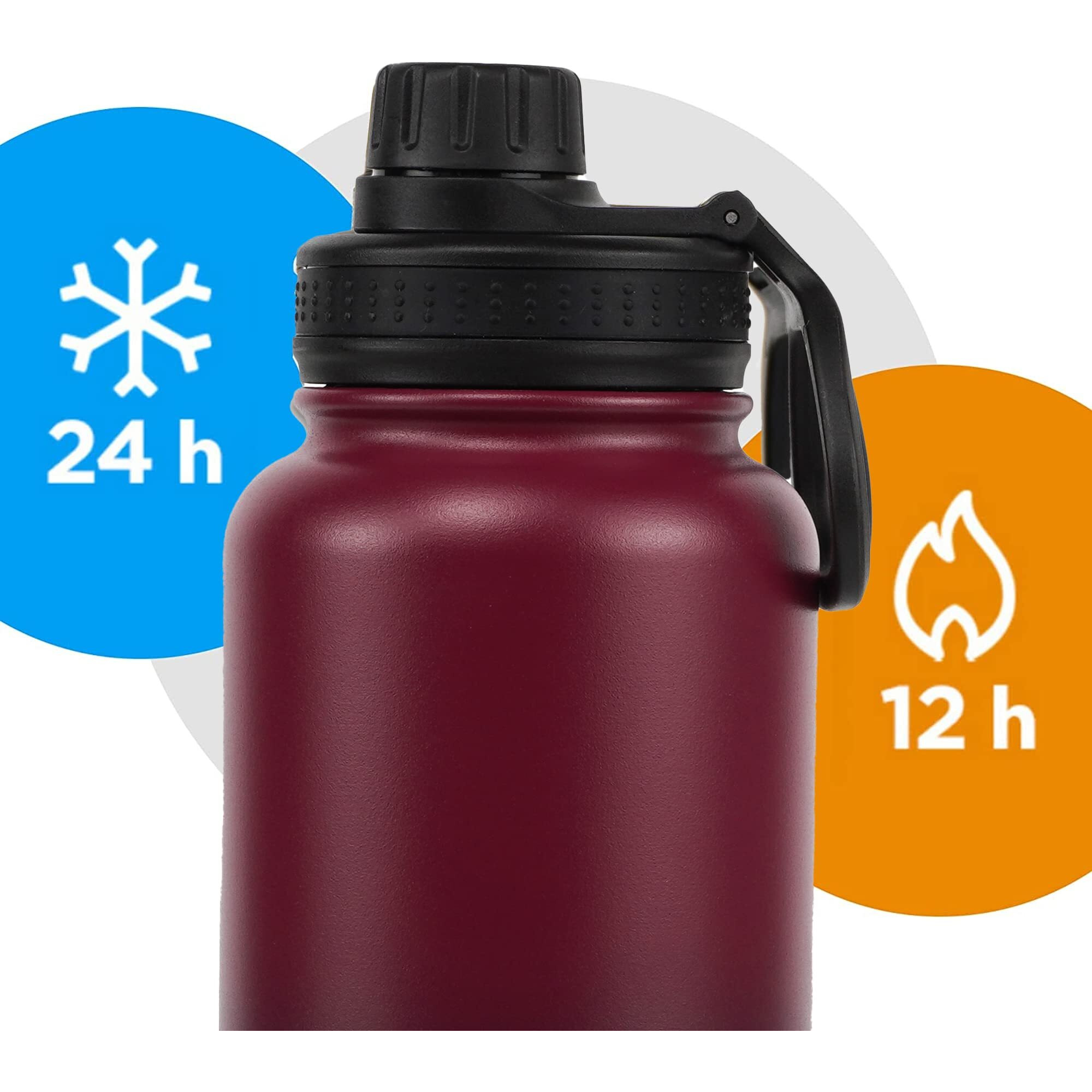 SOLARA Vacuum Insulated Water Bottle 1 litre | Hot Water Bottle | Hot and Cold Thermosteel bottle for Travel, Home, Office, School | Hot and Cold Sipper Bottle | Dark Intentions | 1L