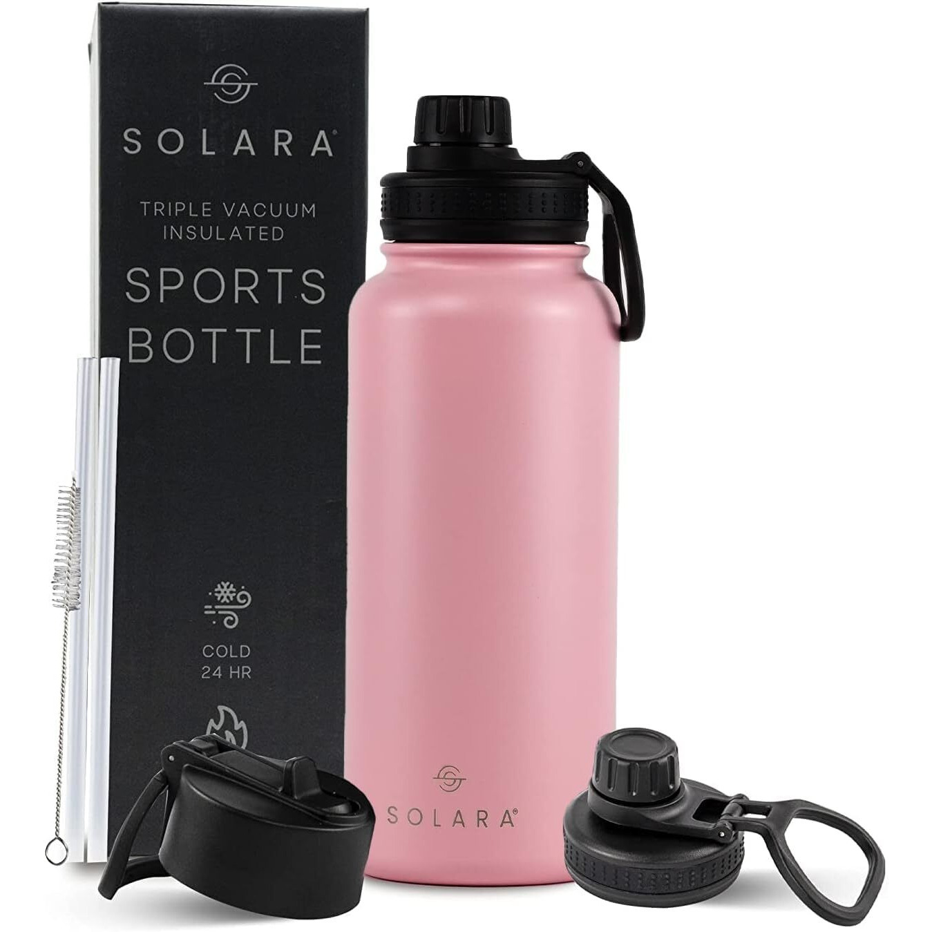 SOLARA Insulated Water Bottle 1000ml, Hot Water Bottle, Thermosteel Water Bottle for Travel, Home, Office, School, Gym, Adults, Water Bottle Hot and Cold, Sipper Bottle, Angle Pink