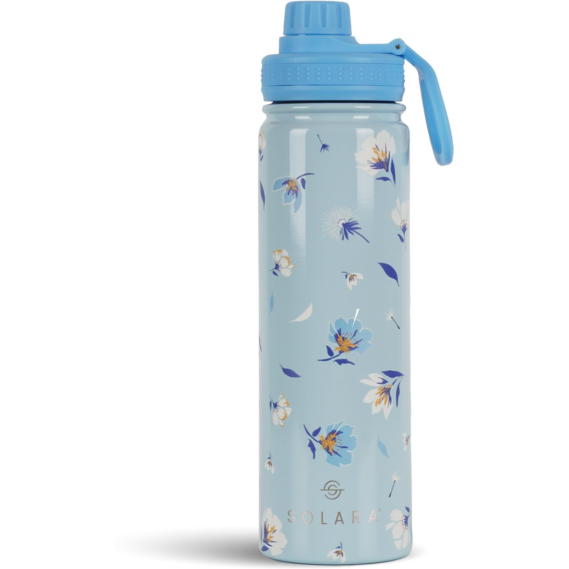 SOLARA Insulated Water Bottle 650ml, Hot Water Bottle, Hot and Cold Thermosteel Bottle for Travel, Home, Office, School, Hot and Cold Sipper Bottle, Blue Blossoms